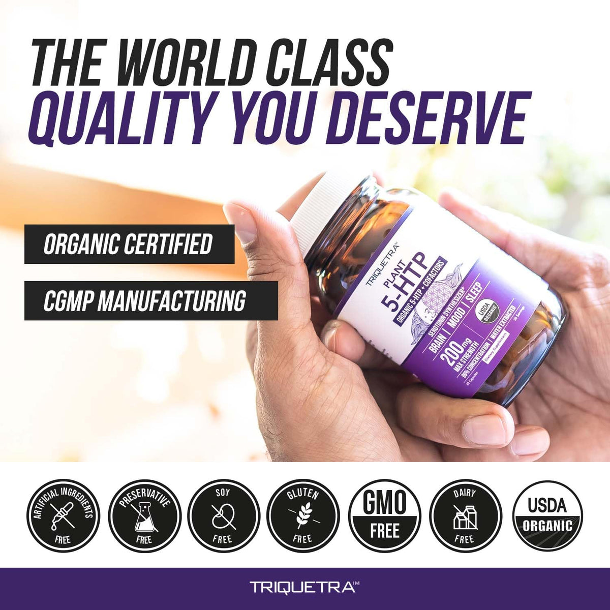 Organic 5-HTP - 200 mg | 99% 5HTP Concentration, Plus Cofactor Vitamin B6 & Lion’s Mane | Water Extracted from Organic Griffonia Seeds | Supports Mood - FENGGESTORE20