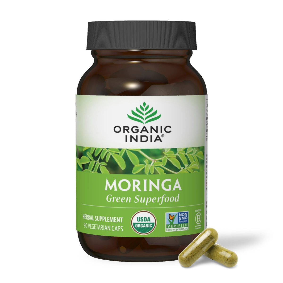 ORGANIC INDIA Moringa Herbal Supplement - Green Superfood, Nutrient Dense, Pure Plant Protein, Vitamin A, E, K, Iron, Calcium, Fiber, Vegan - FENGGESTORE20