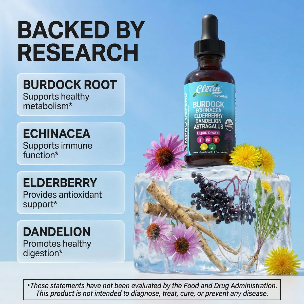Organic Lymphatic Drainage Supplement | Lymphatic Support Drops | Burdock Root Echinacea Elderberry Dandelion Astragalus Milk Thistle Sea Moss Red Clover Cleanse Marigold Drop By Clean Nutra - FENGGESTORE20