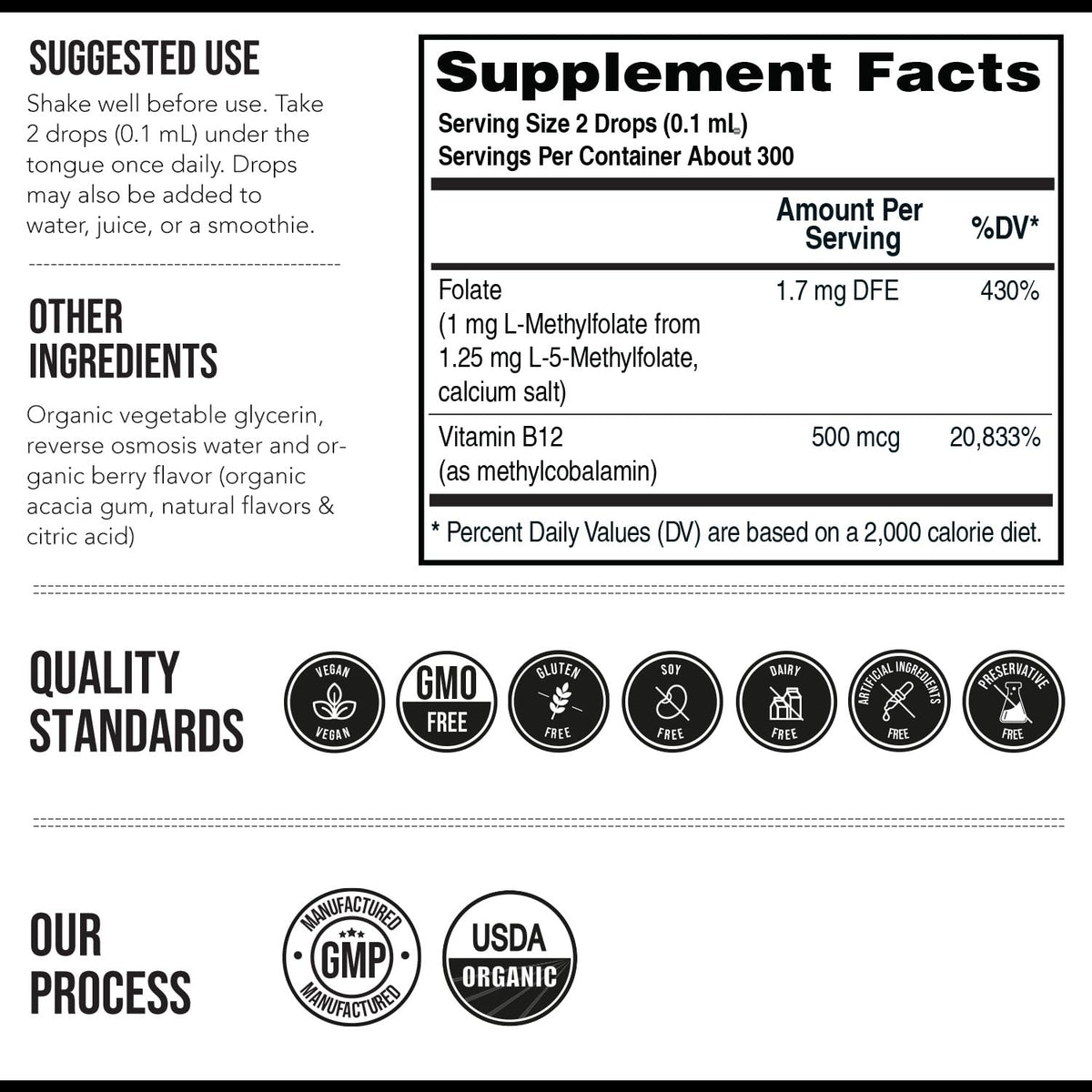 Organic Methyl Folate 1000 mcg + Methyl B12 Cofactor (300 Servings) – Metabolically Active 5-MTHF Form, Organic Berry Flavor - FENGGESTORE20