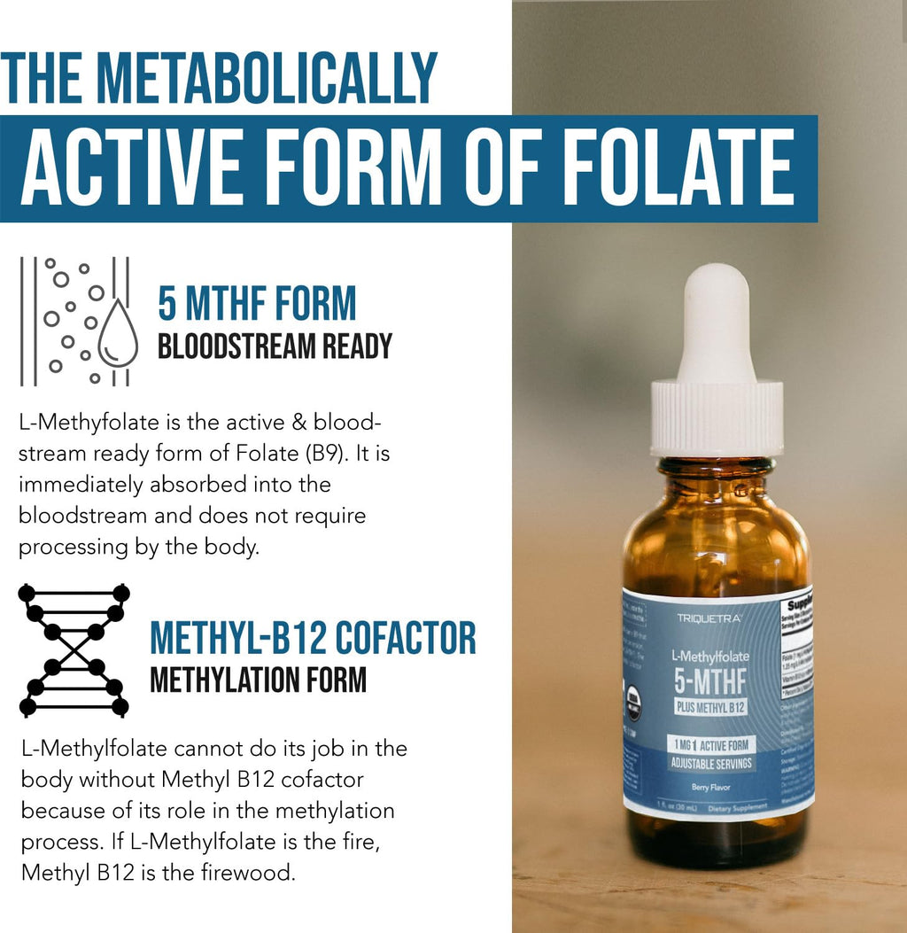 Organic Methyl Folate 1000 mcg + Methyl B12 Cofactor (300 Servings) – Metabolically Active 5-MTHF Form, Organic Berry Flavor - FENGGESTORE20