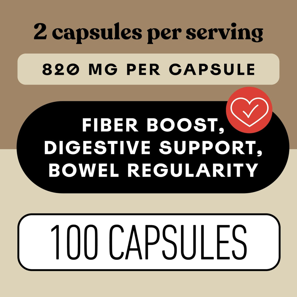 Organic Psyllium Husk Capsules 660mg - Fiber Caps Supplement, Psyllium Capsules for Digestive Regularity, Colon Cleanse Support, Unflavored Whole - FENGGESTORE20