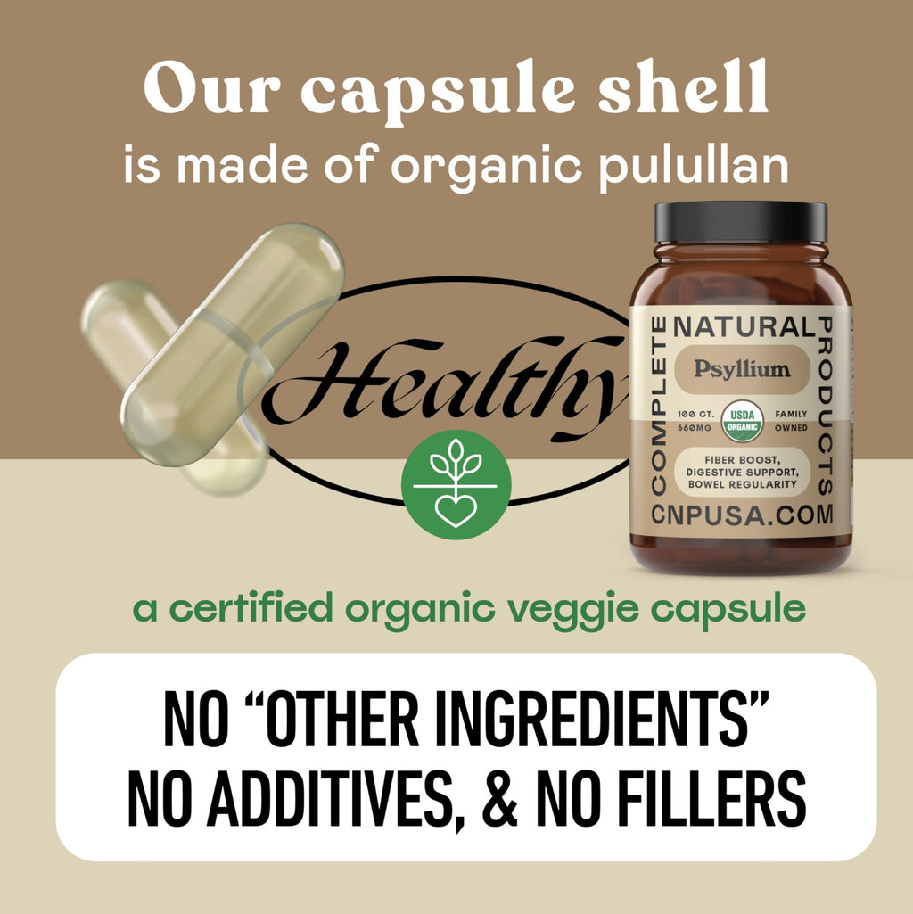 Organic Psyllium Husk Capsules 660mg - Fiber Caps Supplement, Psyllium Capsules for Digestive Regularity, Colon Cleanse Support, Unflavored Whole - FENGGESTORE20