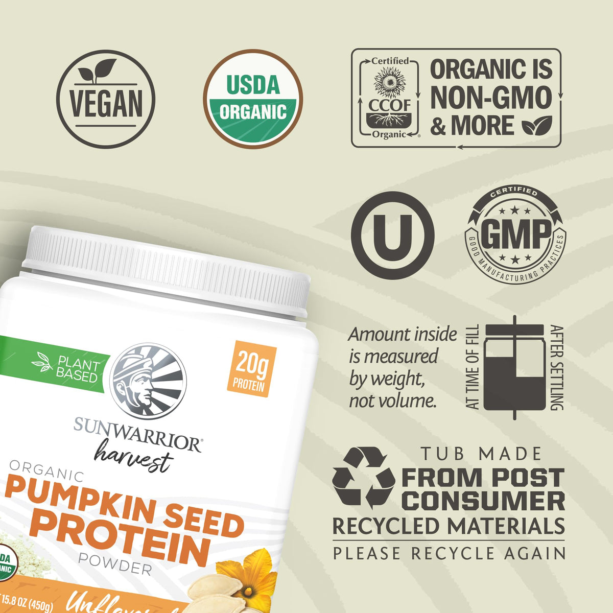 Organic Pumpkin Seed Protein Powder Cold Pressed, Simple Single-Ingredient Superfood Plant-Based, Easy to Digest All 9 Essential Amino Acids Mild Flavor for Smoothies - FENGGESTORE20
