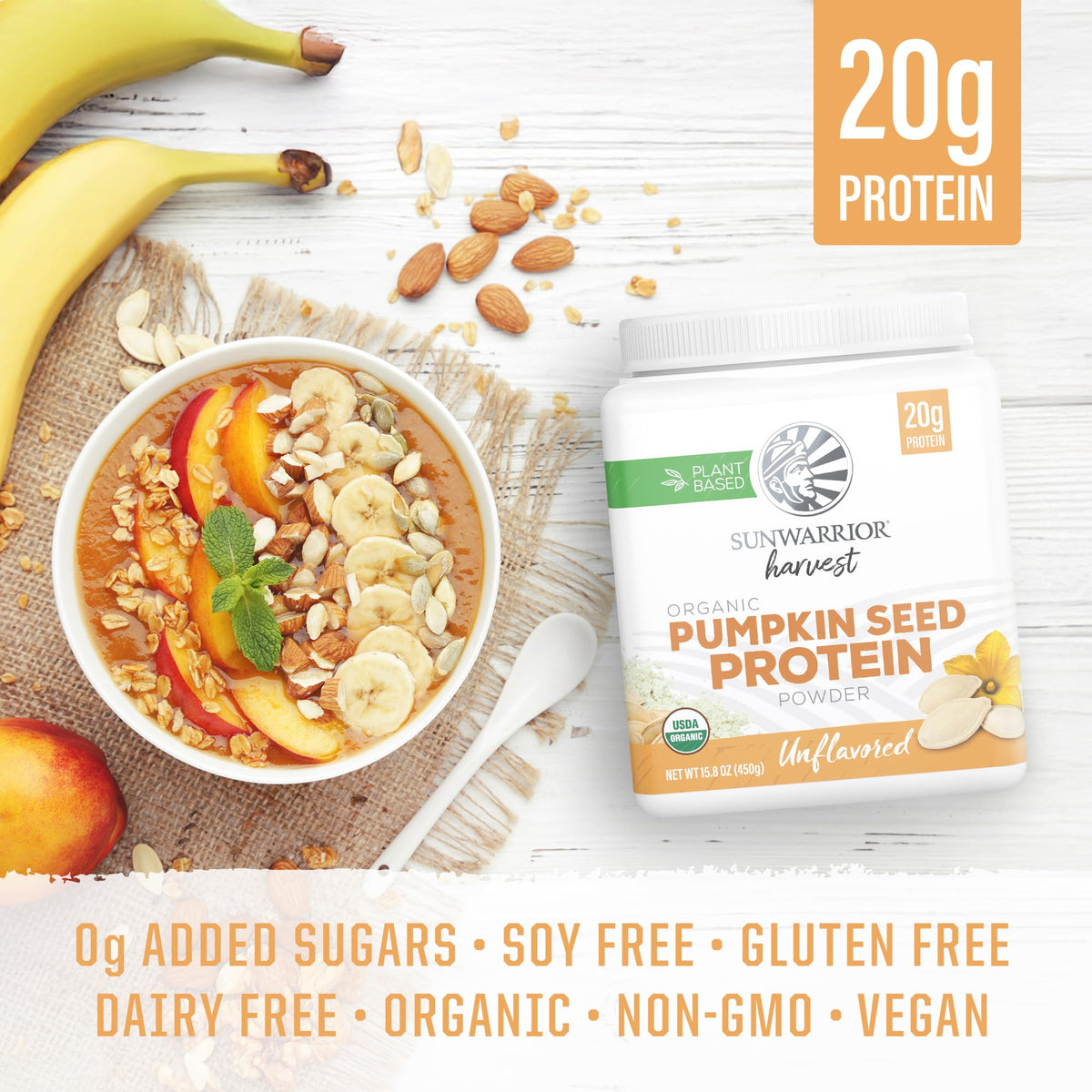 Organic Pumpkin Seed Protein Powder Cold Pressed, Simple Single-Ingredient Superfood Plant-Based, Easy to Digest All 9 Essential Amino Acids Mild Flavor for Smoothies - FENGGESTORE20