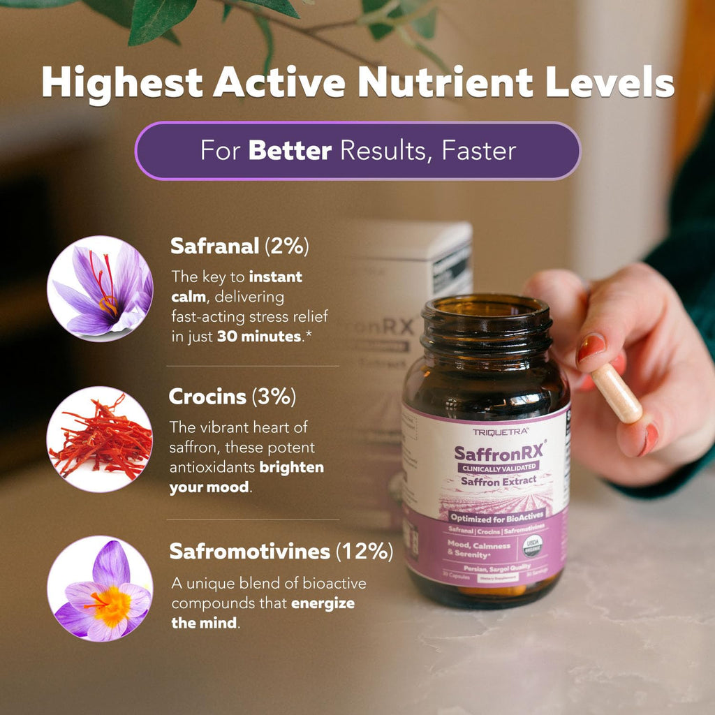Organic Saffron Extract: Optimized Extract with Safromotivines, Safranal, and Crocins – Clinically Studied | Premium Persian Sargol Quality | Supports Mood, - FENGGESTORE20