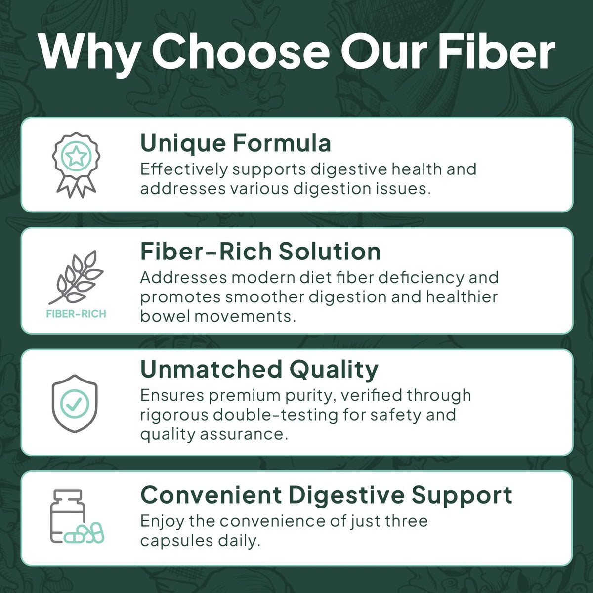 Organics Ocean Better Fiber - Daily Fiber Supplement - Soften Stool for Effortless Bowel Movements - with Psyllium Hulk and Slippery Elm - 90 Capsules - FENGGESTORE20