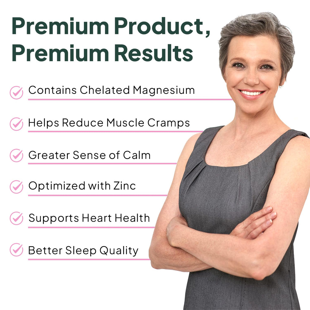 Organics Ocean Pure Magnesium Glycinate with Zinc - Maximum Strength Chelated Magnesium Supplement for Women and Men - FENGGESTORE20