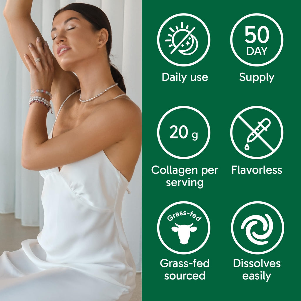 Organika Collagen Powder - for Healthy Hair, Skin, Nails, and Joints. Hydrolyzed Protein Peptides for Better Absorption- Grass-Fed, Non-GMO- Unflavoured- 2.2lbs - FENGGESTORE20
