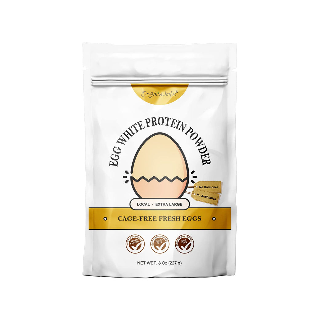 Orgnisulmte Egg White Protein Powder 8 Oz, Pasteurized Dried Egg Whites Protein, Gluten-Free, Non-GMO, Unflavored, Free Range High Whip for Baking, Desserts 227g - FENGGESTORE20