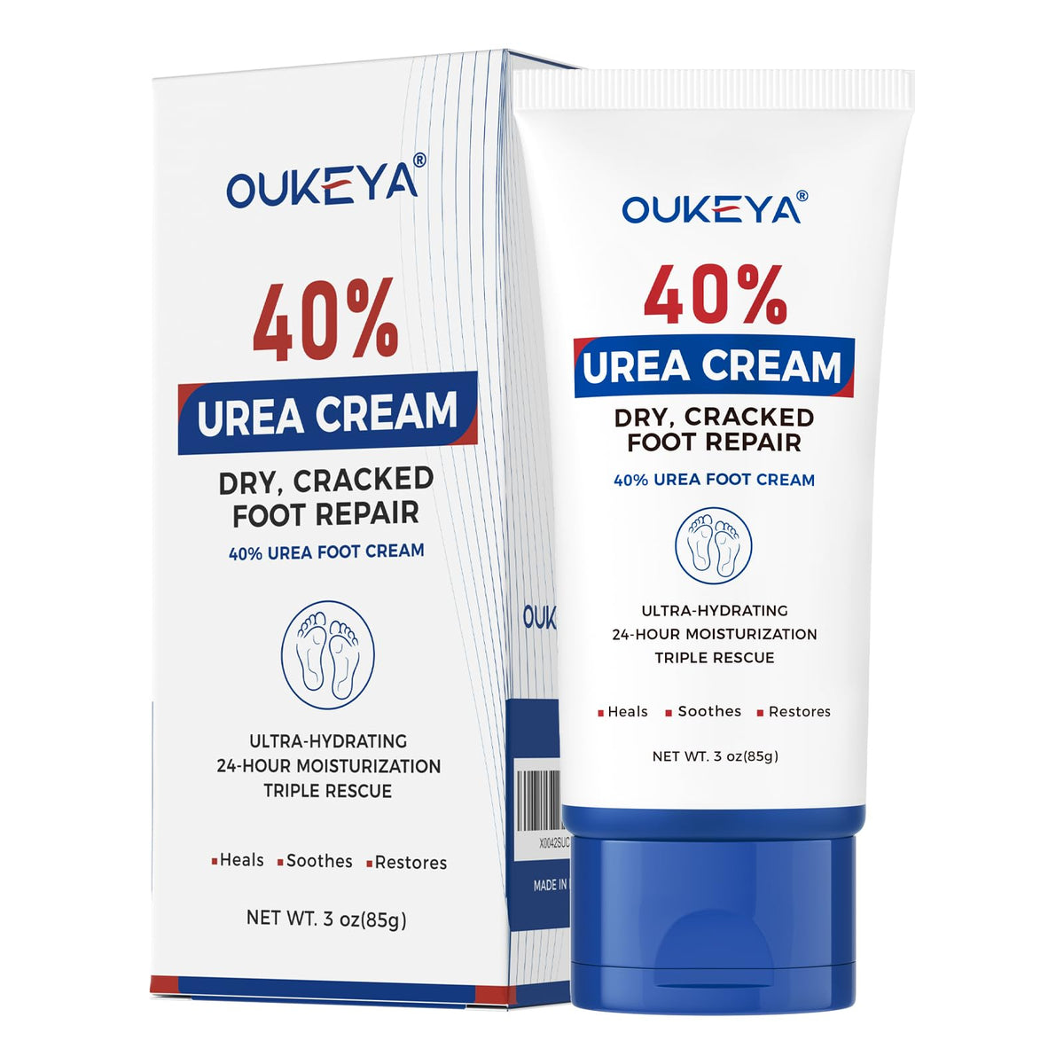 OUKEYA Urea Cream 40 Percent Tube 3 Oz, Foot & Hand Cream for Dry Cracked, 40 per Urea Lotion for Feet Maximum Strength - FENGGESTORE20