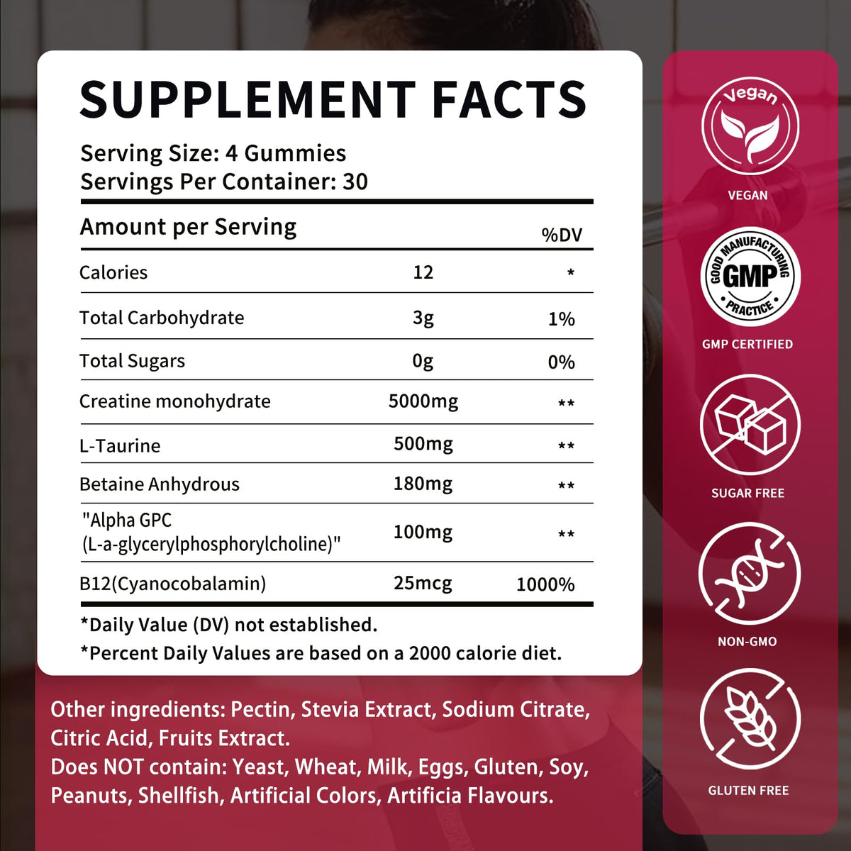 OUYIYUA Creatine Monohydrate Gummies 5000mg for Men & Women - Sugar Free Pre-Workout Supplement, Chewables for Muscle Strength, Muscle Builder - FENGGESTORE20