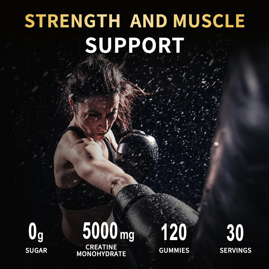 OUYIYUA Creatine Monohydrate Gummies 5000mg for Men & Women - Sugar Free Pre-Workout Supplement, Chewables for Muscle Strength, Muscle Builder - FENGGESTORE20