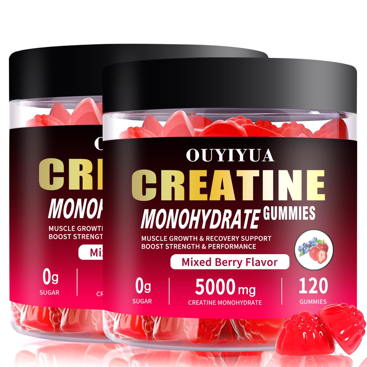 OUYIYUA Creatine Monohydrate Gummies 5000mg for Men & Women - Sugar Free Pre-Workout Supplement, Chewables for Muscle Strength, Muscle Builder, Energy Boost, - FENGGESTORE20