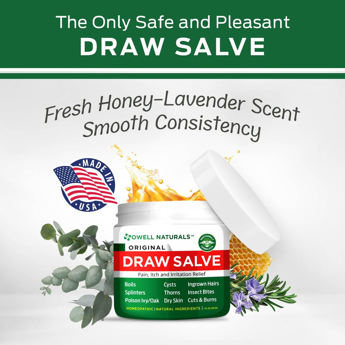 OWELL Naturals Drawing Salve Ointment for Boil & Cyst Removal, Deep Ingrown Hair, Splinter Remover, Bug Spider Bites, Bee Sting, Mosquito Itching, Poison Ivy - FENGGESTORE20