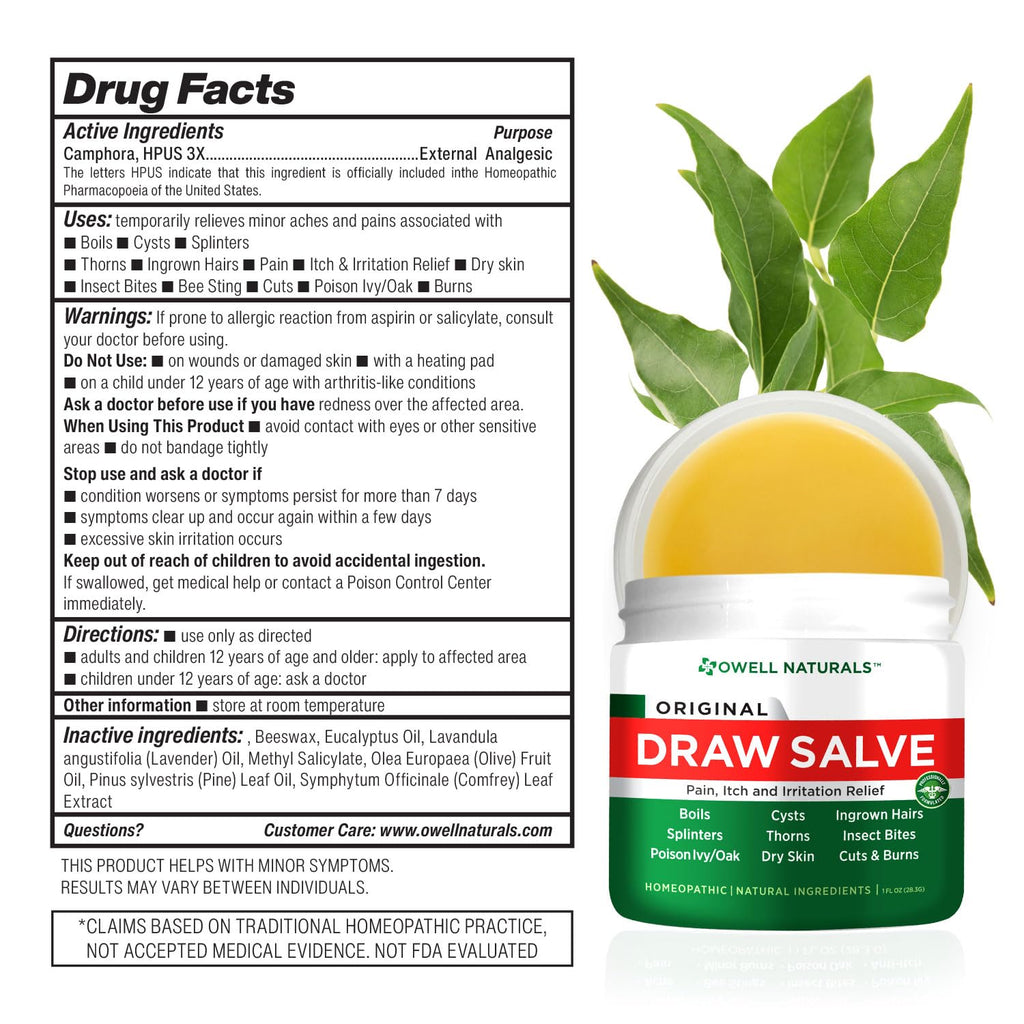 OWELL Naturals Drawing Salve Ointment for Boil & Cyst Removal, Deep Ingrown Hair, Splinter Remover, Bug Spider Bites, Bee Sting, Mosquito Itching, Poison Ivy - FENGGESTORE20