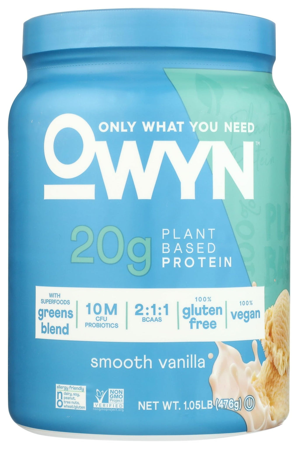 OWYN Only What You Need Plant-Based Protein Powder, Smooth Vanilla, 1.05 lbs - FENGGESTORE20