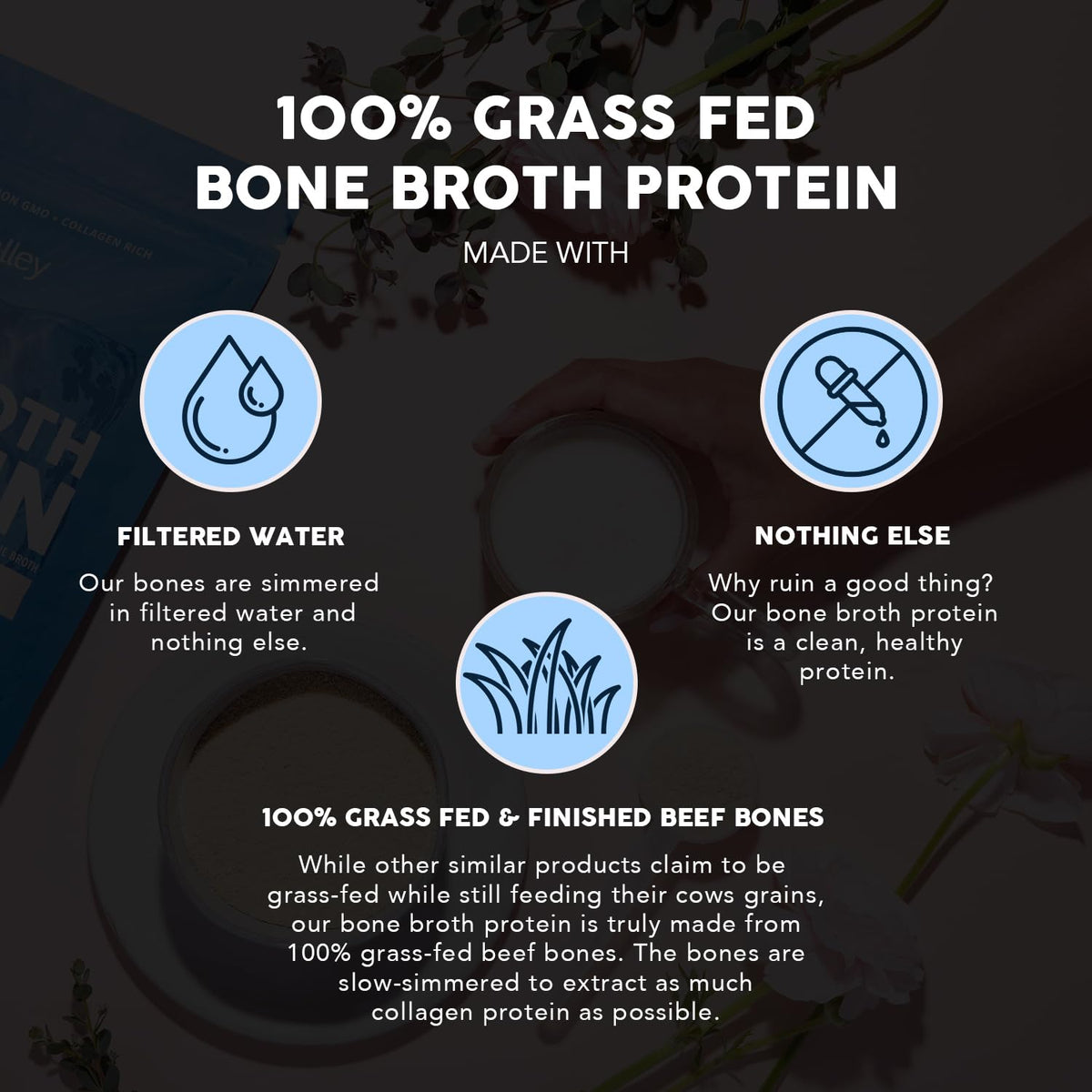Paleovalley 100% Grass Fed Beef Bone Broth Protein Powder - Rich in Collagen Peptides for Hair, Skin, Gut Health, Bone and Joint Support - FENGGESTORE20