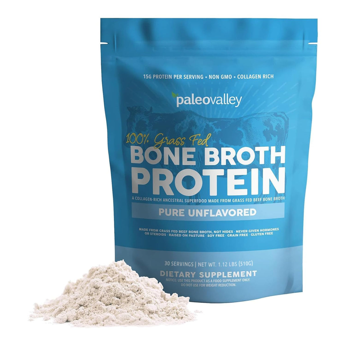 Paleovalley 100% Grass Fed Beef Bone Broth Protein Powder - Rich in Collagen Peptides for Hair, Skin, Gut Health, Bone and Joint Support - FENGGESTORE20