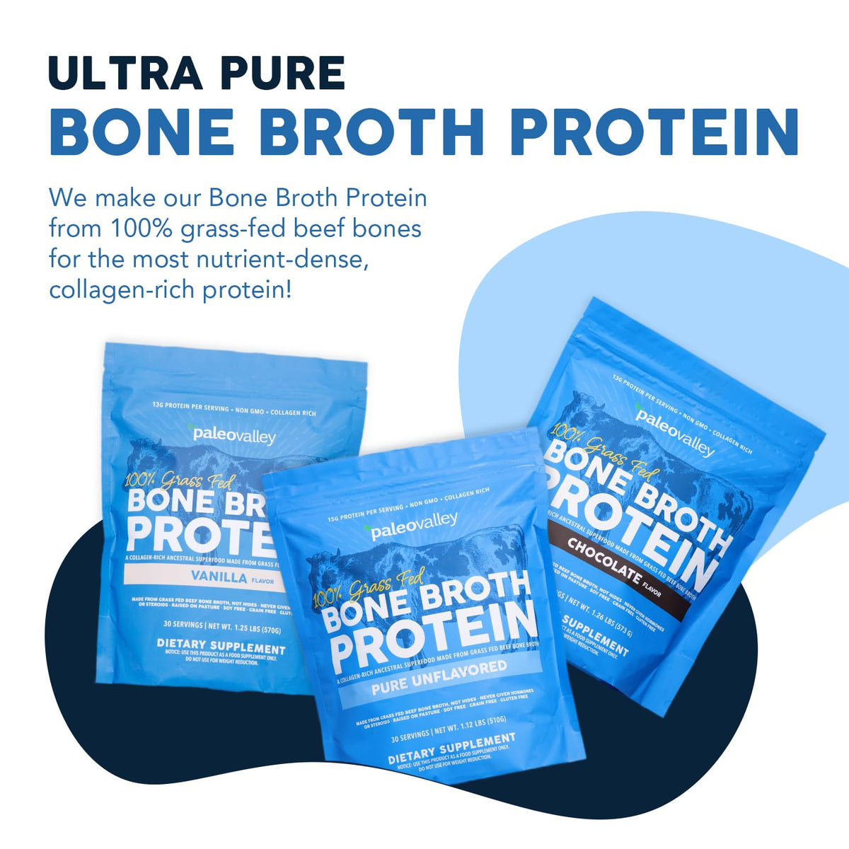Paleovalley 100% Grass Fed Beef Bone Broth Protein Powder - Rich in Collagen Peptides for Hair, Skin, Gut Health, Bone and Joint Support - FENGGESTORE20