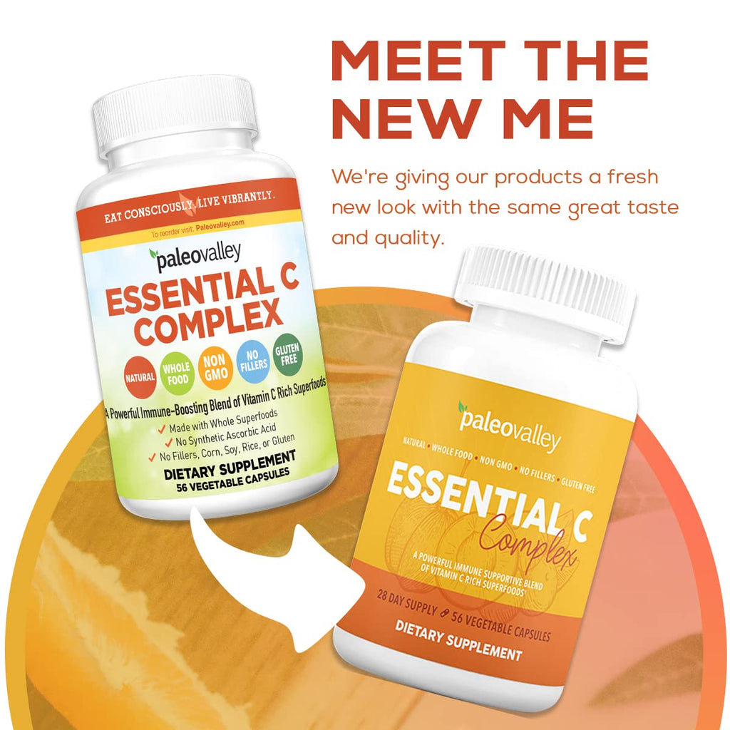 Paleovalley Essential C Complex - Vitamin C Supplement for Immune Support - 1 Pack, 450mg - Organic Superfoods Unripe Acerola Cherry, Camu Camu, Amla Berry - FENGGESTORE20