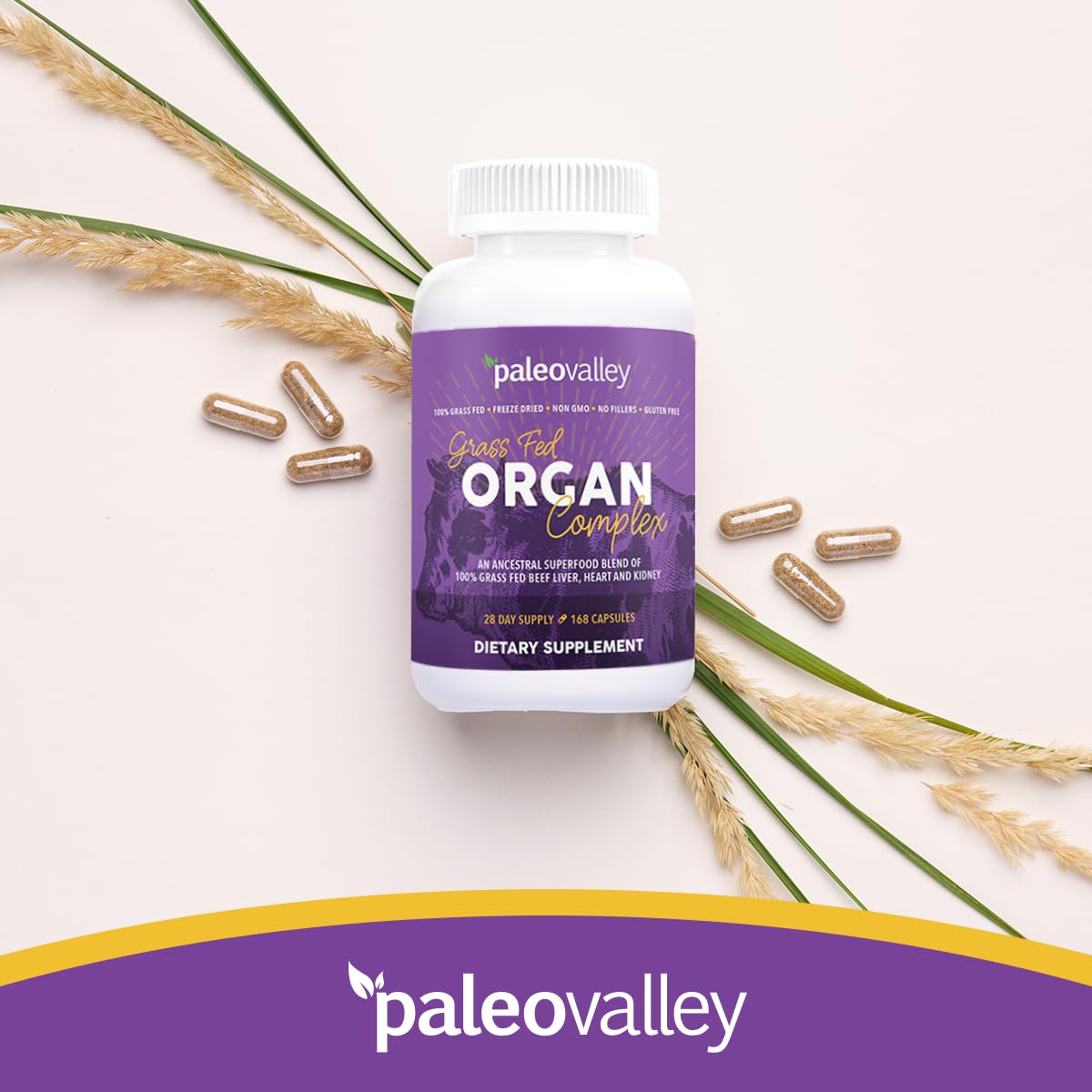 Paleovalley Grass Fed Beef Organ Complex - Freeze-Dried Beef Liver, Heart, and Kidney Blend, 1 Bottle - FENGGESTORE20