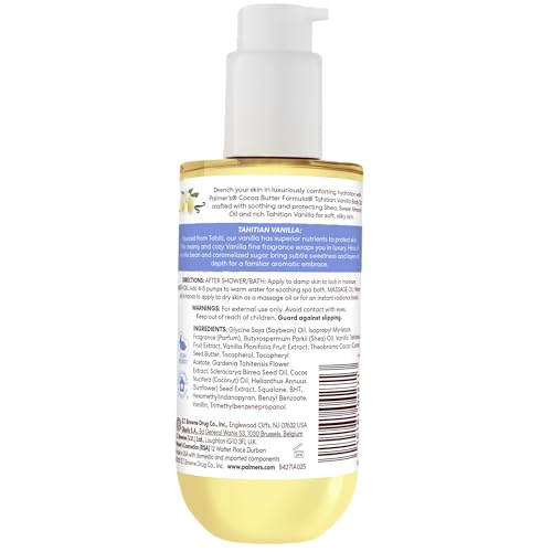 Palmer's Cocoa Butter Formula Body Oil, Moisture Drenching Tahitian Vanilla, 6.5 Oz, 72Hr Hydration with Shea Butter & Vitamin E for Softer Skin - FENGGESTORE20
