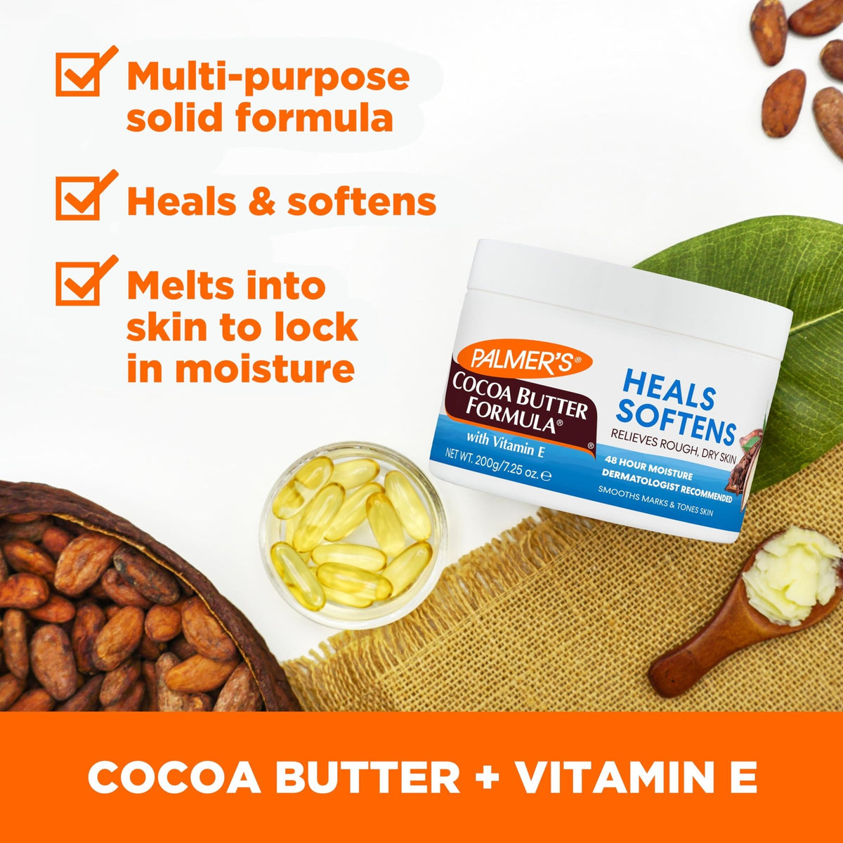 Palmer's Cocoa Butter Formula Daily Skin Therapy Solid Lotion with Vitamin E, Body Moisturizer for Extremely Dry Skin - FENGGESTORE20