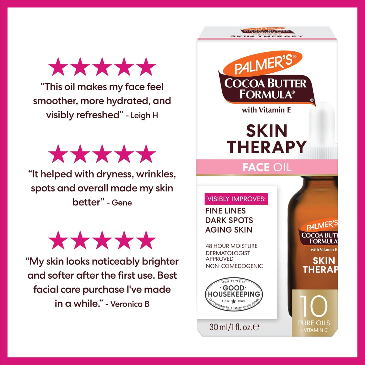 Palmer's Cocoa Butter Formula Moisturizing Skin Therapy Oil for Face with Vitamin E, C & 10 Pure Facial Oils Blend - FENGGESTORE20