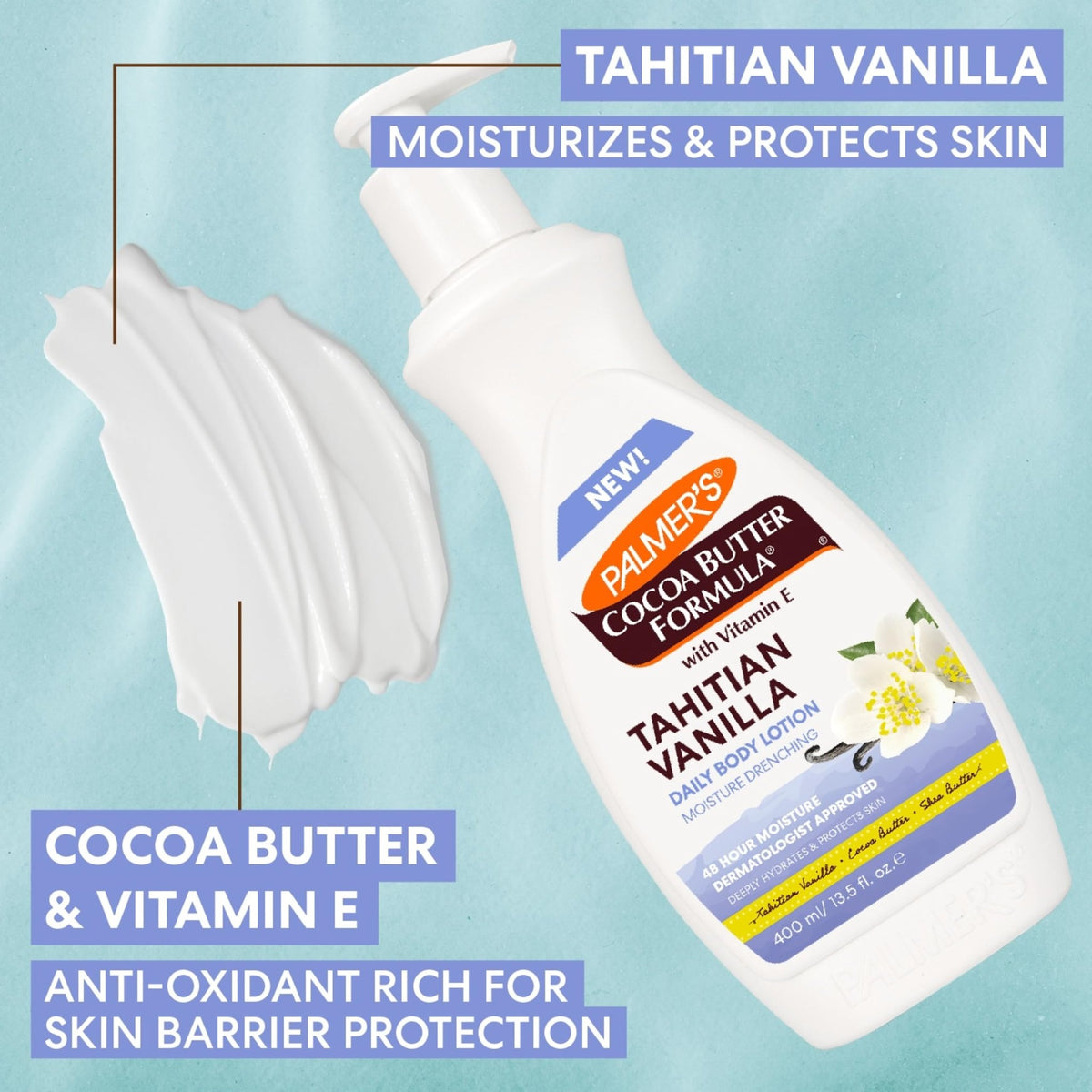 Palmer's Cocoa Butter Formula Tahitian Vanilla Body Lotion, 13.5 Oz, Daily Moisturizing Lotion for Dry Skin with Shea Butter & Vitamin E - FENGGESTORE20