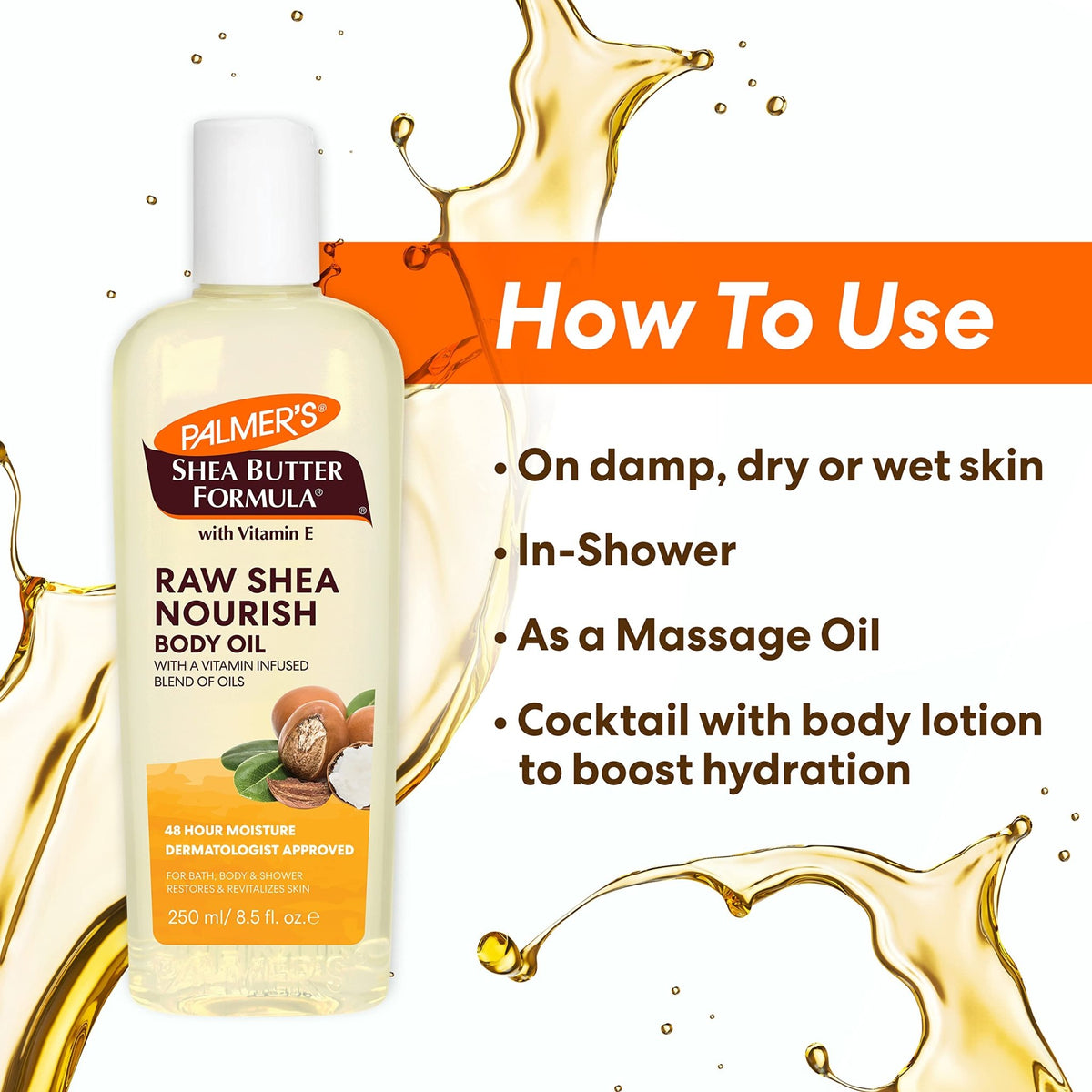 Palmer's Shea Formula Raw Shea Body Oil with Vitamin E, Deep Body Moisturizer to Soothe - FENGGESTORE20