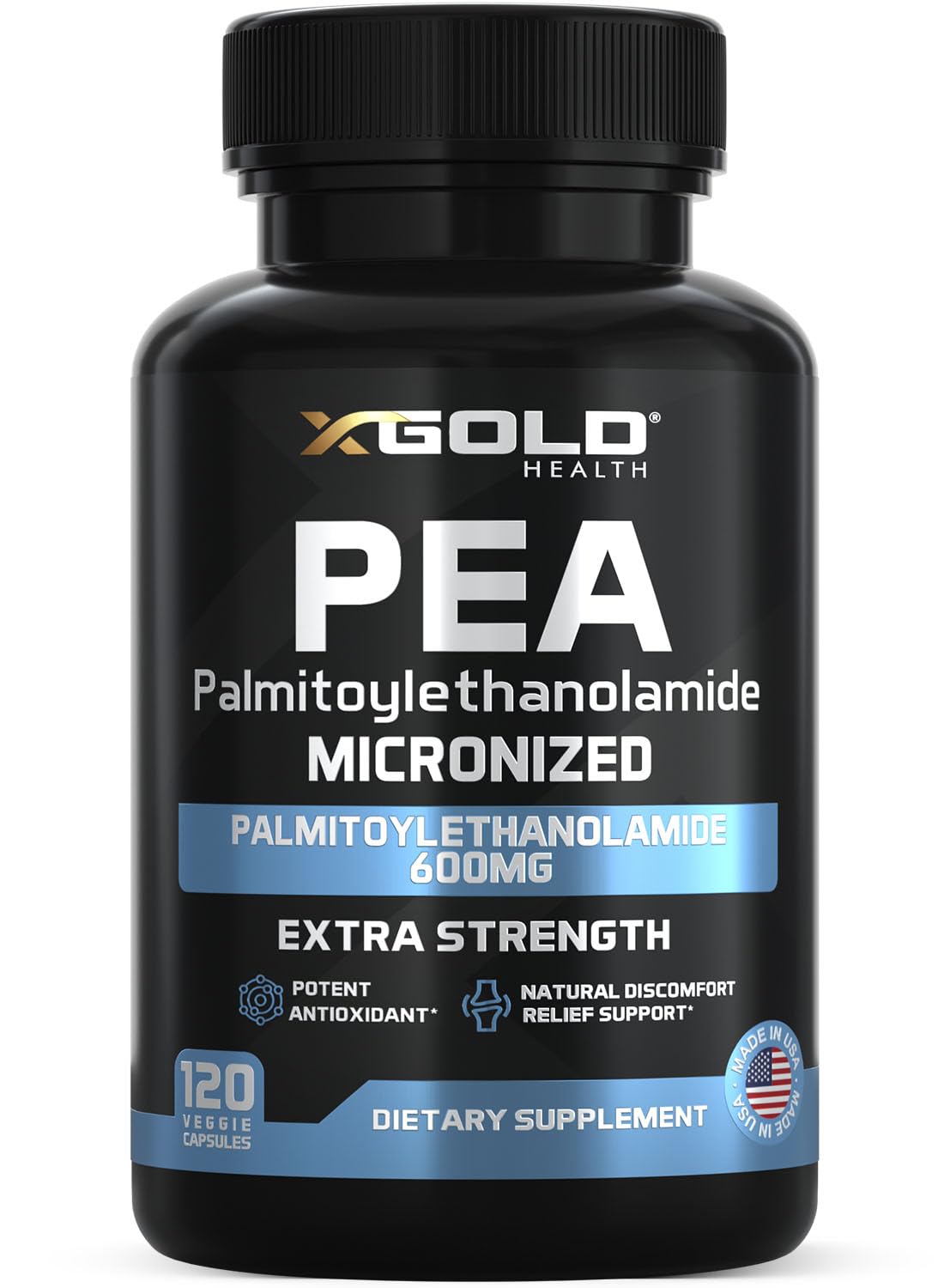 Palmitoylethanolamide Pea Supplement 600 mg | Micronized Pea 99% Highly Purified and Bioavailable | Made in USA | Supplement for Men and Women - 120 Capsules - FENGGESTORE20
