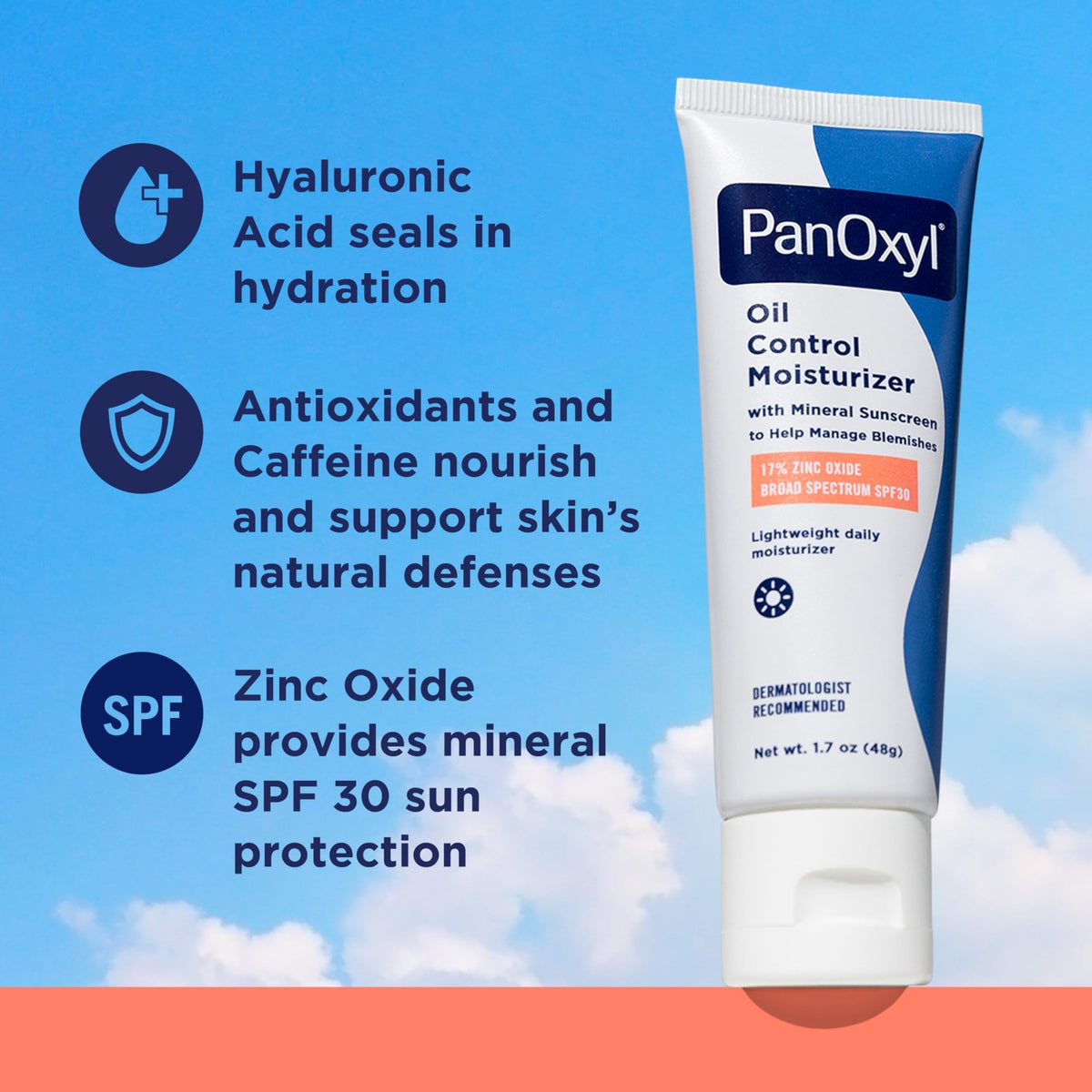 PanOxyl AM Oil Control Moisturizer, NEW Sheer Formula, Absorbs Excess Oil and Reduces Shine, with Mineral Sunscreen for Acne Prone and Oily Skin - SPF 30-1.7 oz - FENGGESTORE20