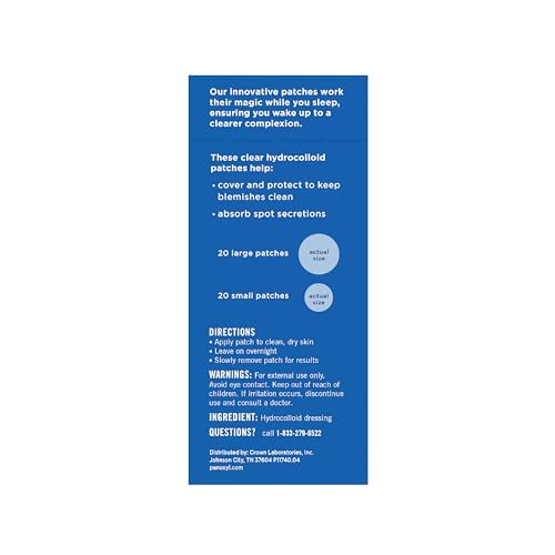 PanOxyl PM Overnight Spot Patches, Advanced Hydrocolloid Healing Technology, Fragrance Free, 40 Count Pack of 1 - FENGGESTORE20
