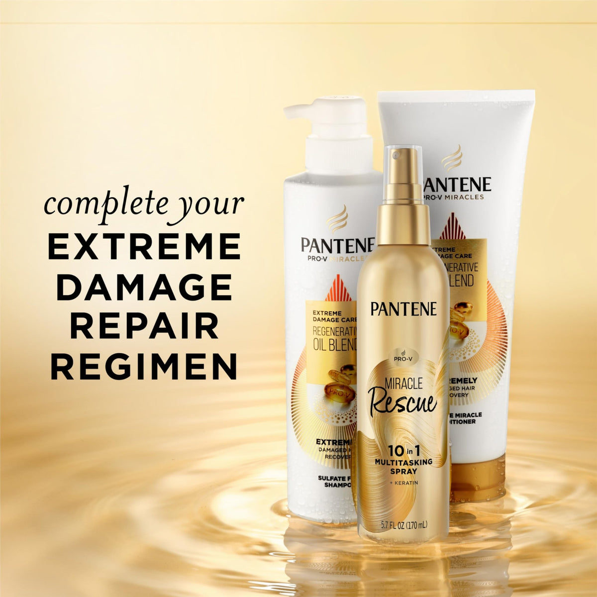 Pantene Miracle Rescue 10in1 Multitasking Spray - Heat Protection, Detangles, Repairs Damaged, Dry Hair, Improves Shine, Leave-In Conditioning Treatment with Keratin and Pro-Vitamin B5, 5.7 oz - FENGGESTORE20