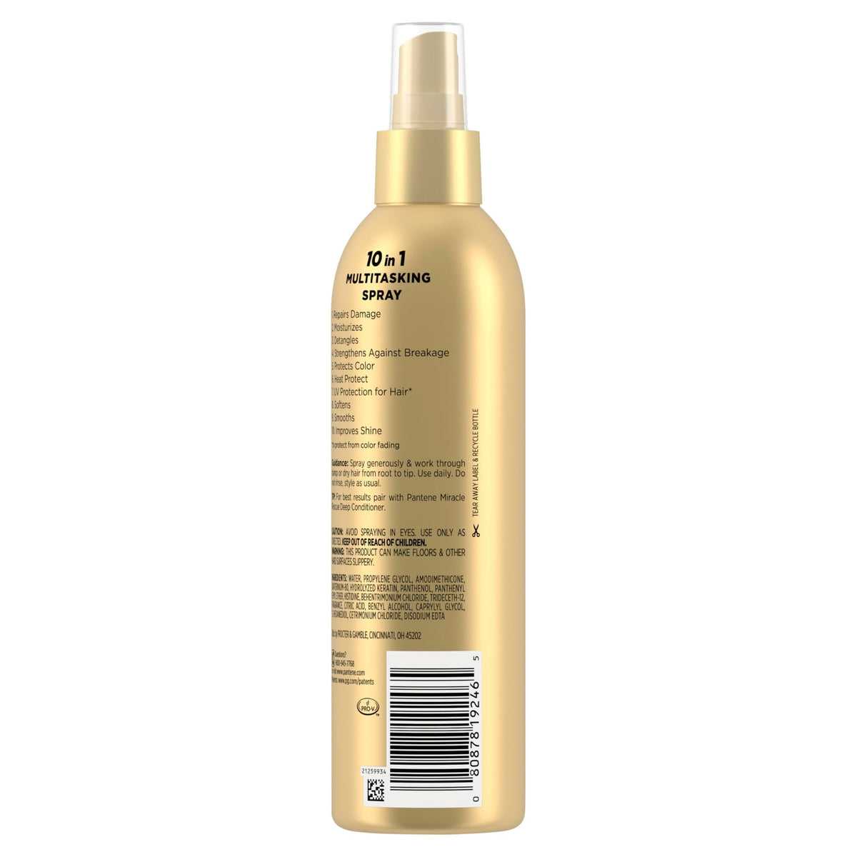 Pantene Miracle Rescue 10in1 Multitasking Spray - Heat Protection, Detangles, Repairs Damaged, Dry Hair, Improves Shine, Leave-In Conditioning Treatment with Keratin and Pro-Vitamin B5, 5.7 oz - FENGGESTORE20