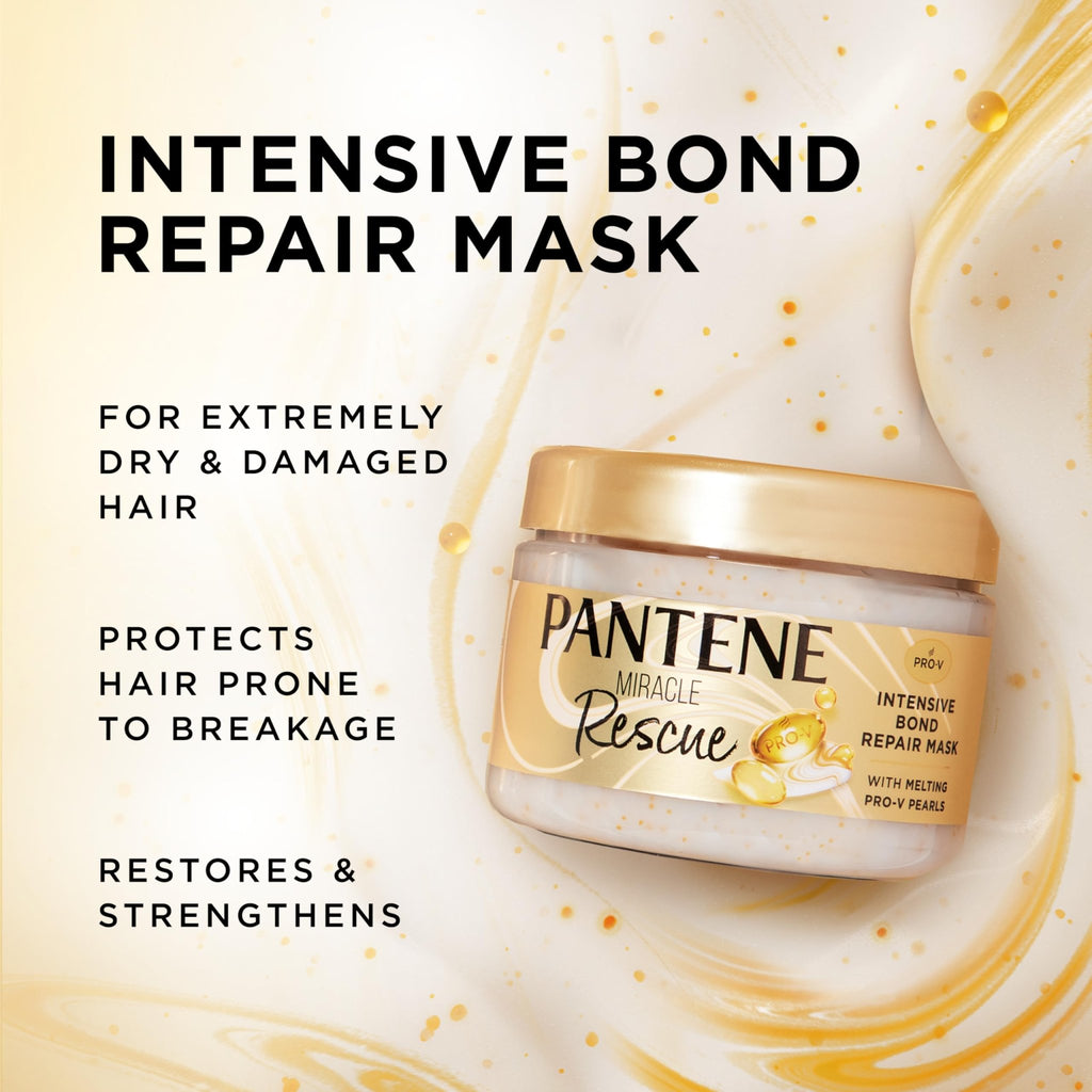 Pantene Miracle Rescue Hair Mask, Intensive Bond Repair with Melting Pro-V Pearls, Melts Away Damage, Builds Bonds, Strengthens Against Damage, - FENGGESTORE20