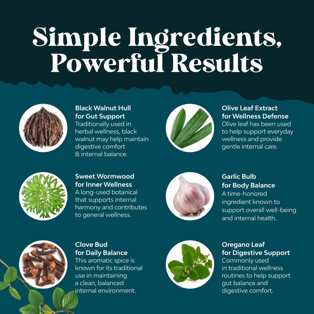 PARA-X Herbal Gut Health Supplement - Immune Support with Black Walnut Wormwood & Cloves - Supports Digestive Health & Gut Health for Women & Men - FENGGESTORE20