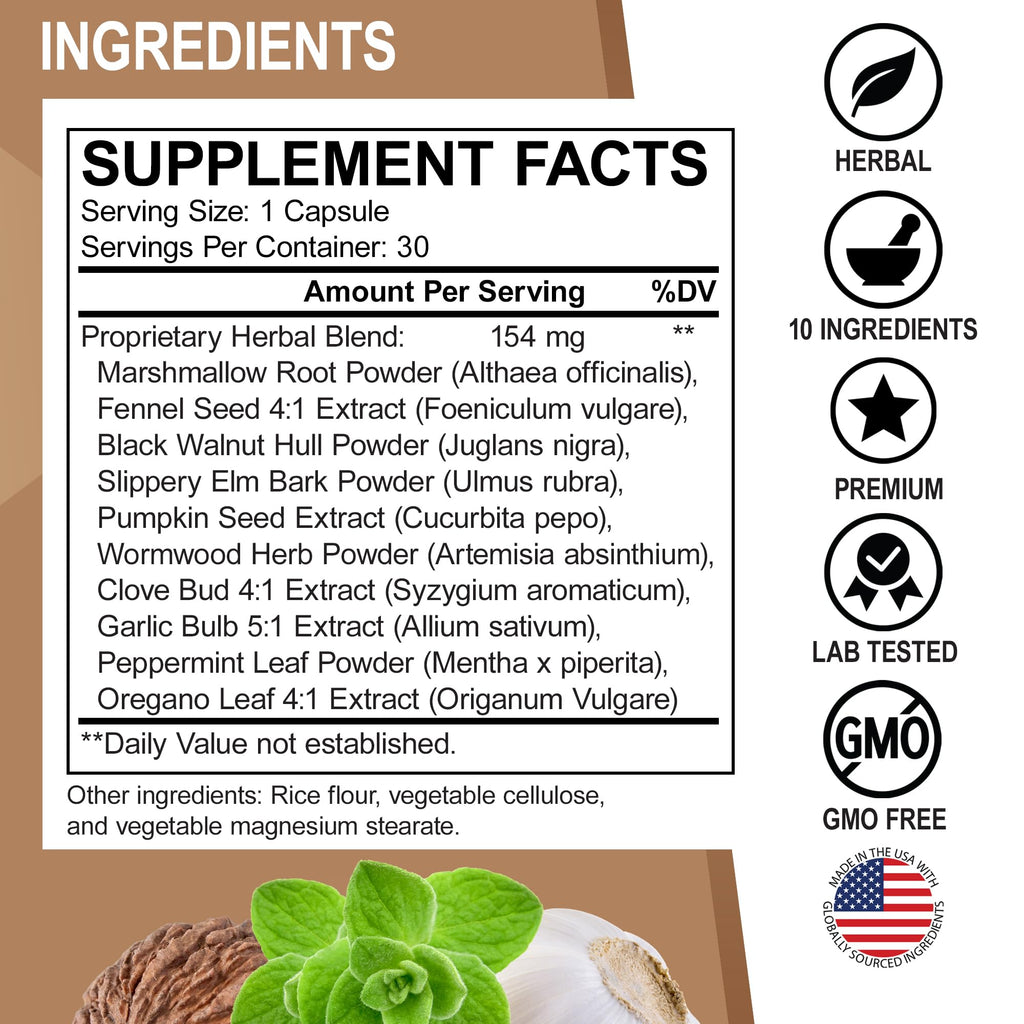 ParaGuard Cleanse Detox Pills - Extra Strength Intestinal Guard Formula Supplement, Black Walnut Wormwood Clove & Oregano - Adults Natural Herbal - FENGGESTORE20