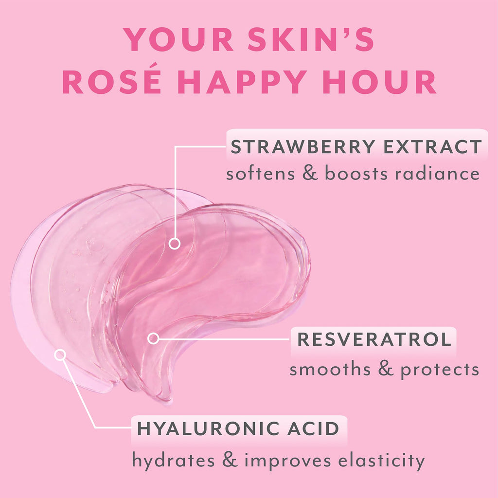 Patchology Serve Chilled Rosé Hydrating Under Eye Patches – Hyaluronic Acid & Antioxidant-Infused Eye Masks to Reduce Dark Circles - FENGGESTORE20