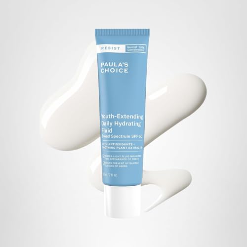 Paula's Choice RESIST Daily Hydrating Fluid Face Moisturizer with SPF 50 Sunscreen, Face Sunscreen for Oily Skin, Chamomile & Vitamin E, UVA/UVB Protection, Fragrance-Free, TSA Friendly, 2 Fl Oz - FENGGESTORE20
