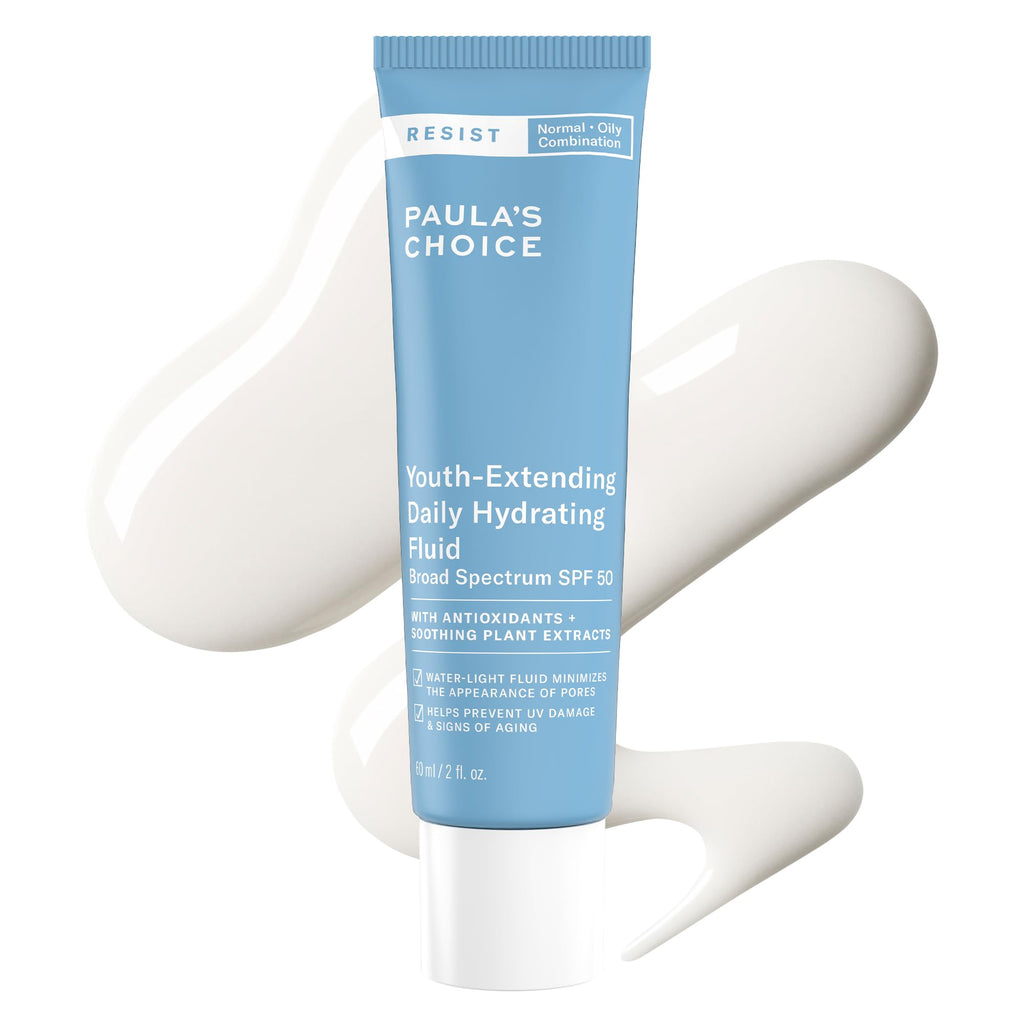 Paula's Choice RESIST Daily Hydrating Fluid Face Moisturizer with SPF 50 Sunscreen, Face Sunscreen for Oily Skin, Chamomile & Vitamin E, UVA/UVB Protection, Fragrance-Free, TSA Friendly, 2 Fl Oz - FENGGESTORE20