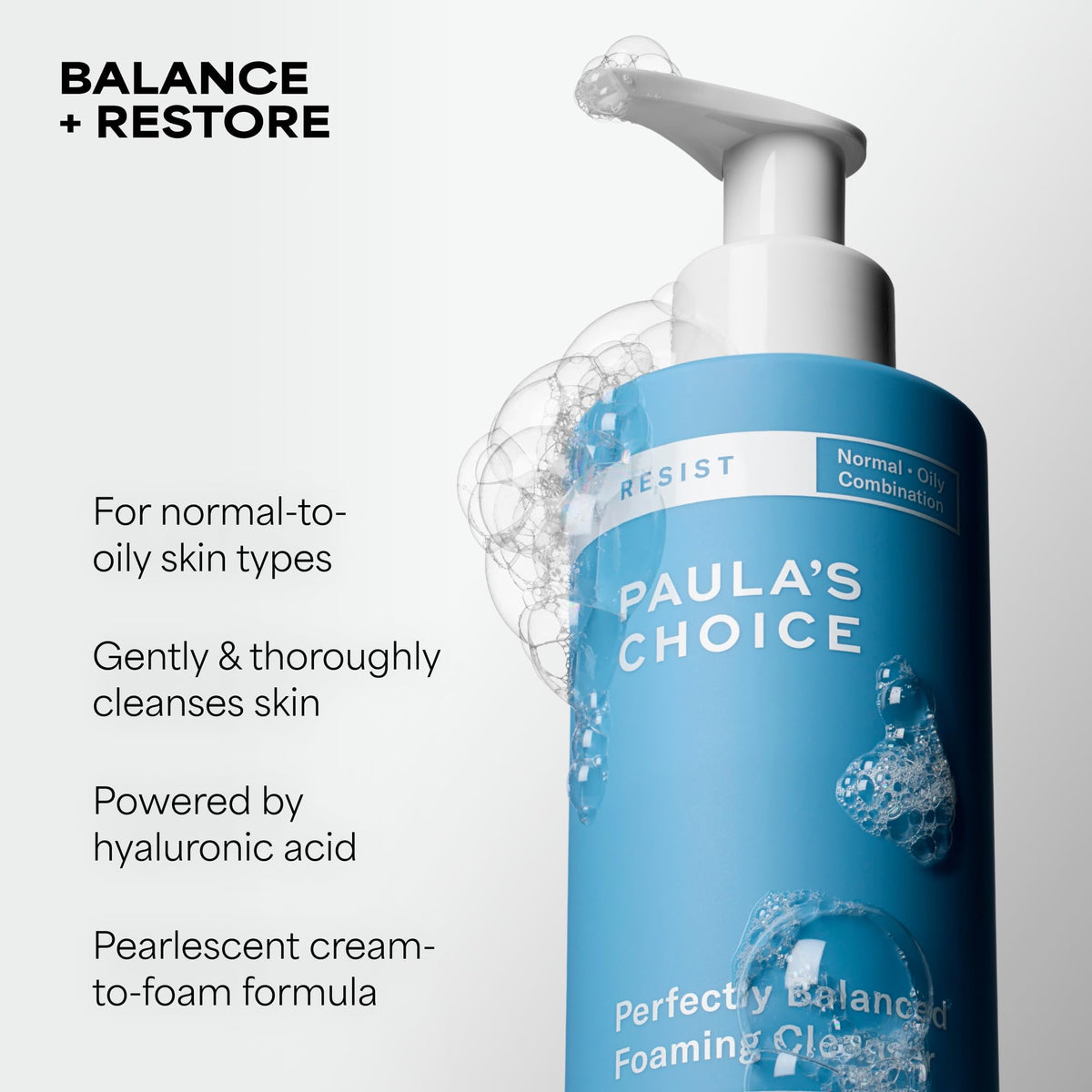 Paula's Choice RESIST Perfectly Balanced Foaming Facial Cleanser, Face Cleanser with Hyaluronic Acid & Aloe, Anti-Aging Face Wash - FENGGESTORE20
