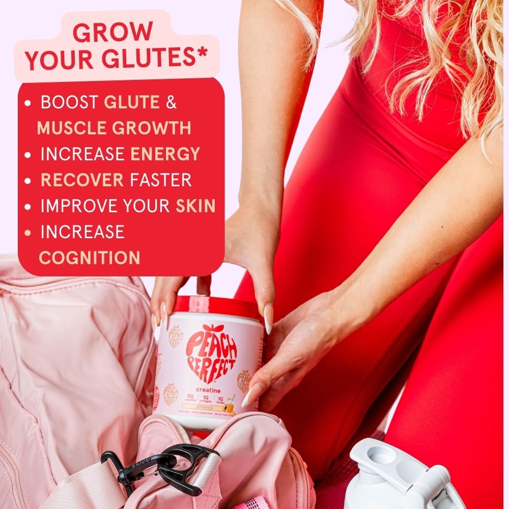 Peach Perfect Creatine Blend for Women – Micronized Creatine Monohydrate with BCAA & Collagen for Glute Strength Support – Pink Lemonade – 30 Servings - FENGGESTORE20