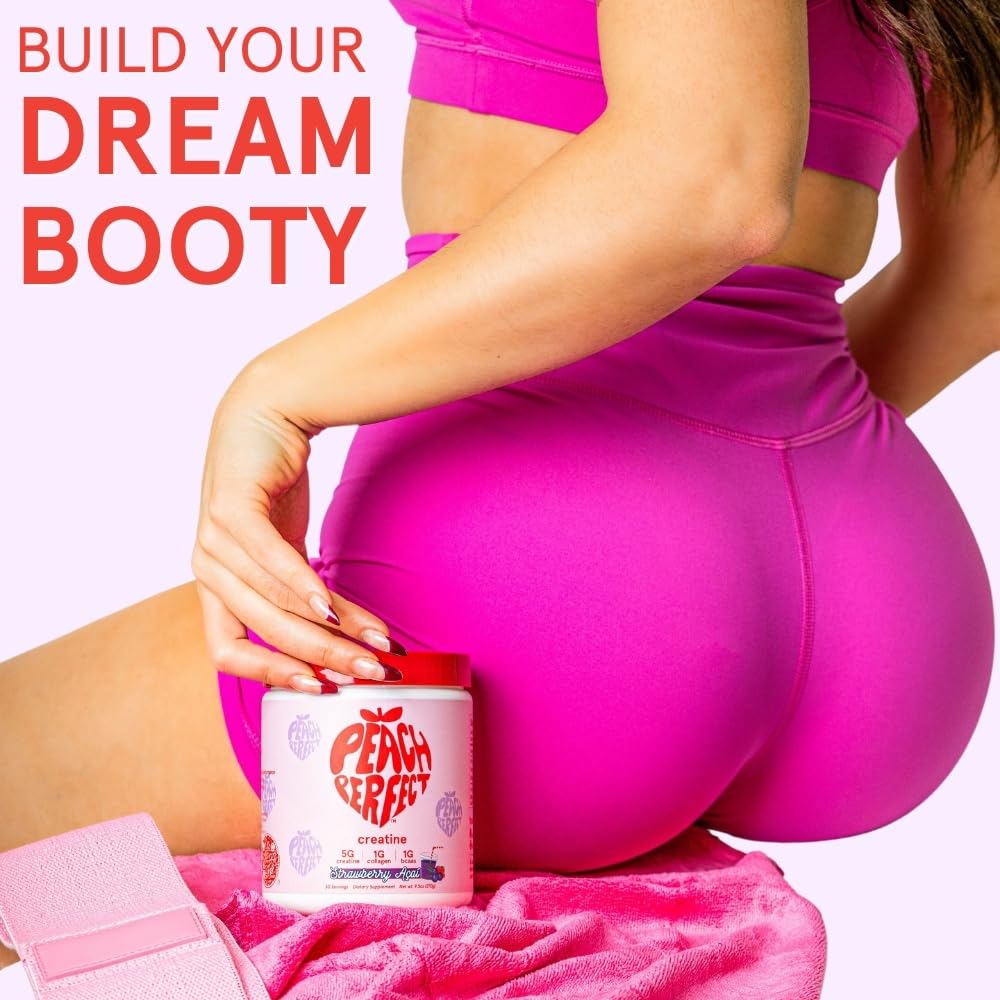 Peach Perfect Creatine Blend for Women – Micronized Creatine Monohydrate with BCAA & Collagen for Glute Strength Support – Pink Lemonade – 30 Servings - FENGGESTORE20