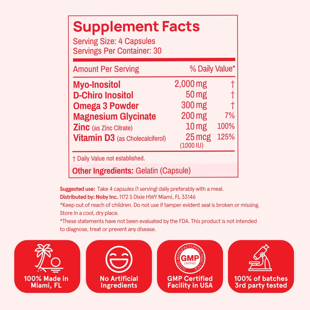 Peach Perfect Inositol Multivitamin – Myo-Inositol & D-Chiro 40:1 Blend, Omega-3, Vitamin D3, Magnesium, Zinc – Supports Women’s Health - FENGGESTORE20