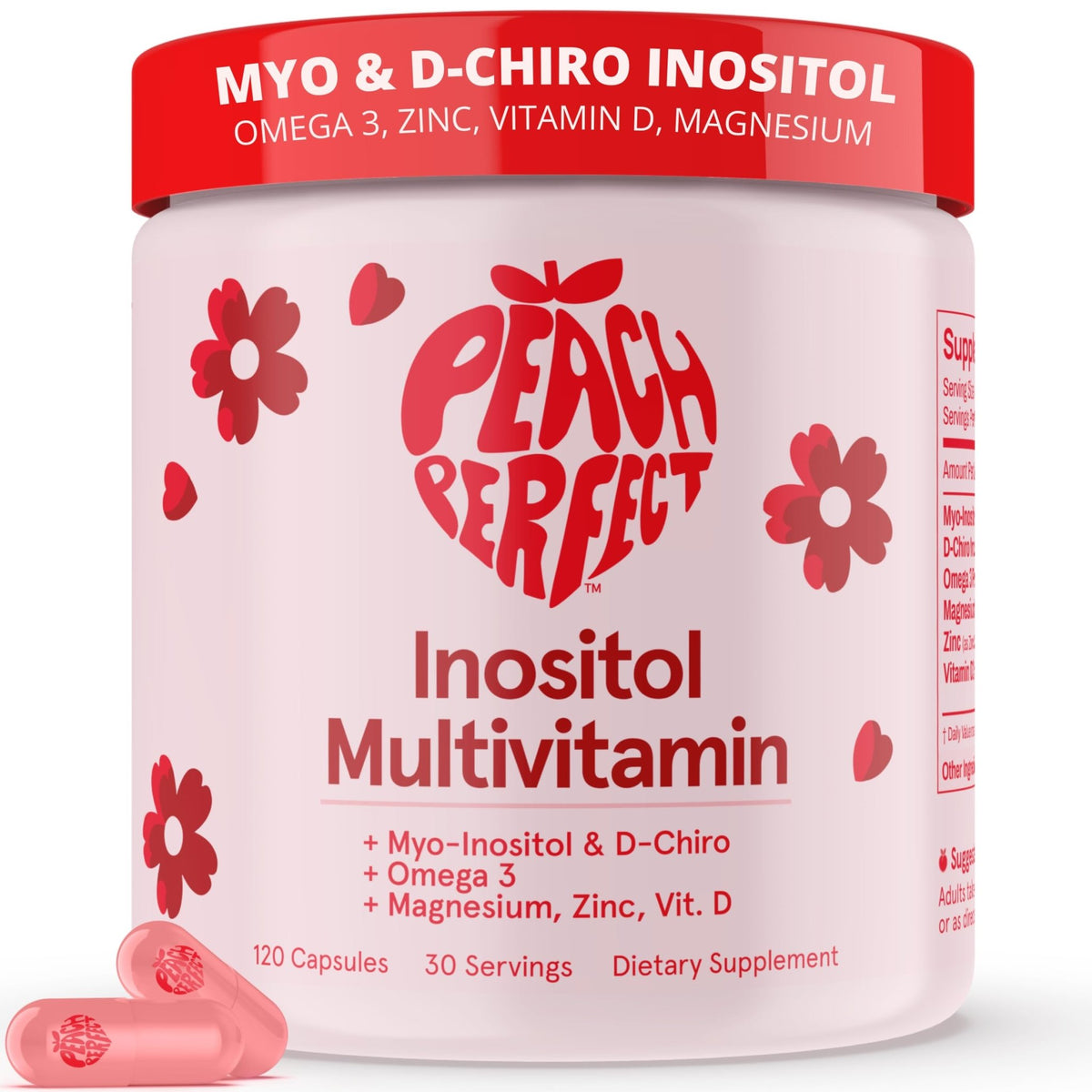 Peach Perfect Inositol Multivitamin – Myo-Inositol & D-Chiro 40:1 Blend, Omega-3, Vitamin D3, Magnesium, Zinc – Supports Women’s Health, Mood, Energy, Supplement – 30 SVG - FENGGESTORE20