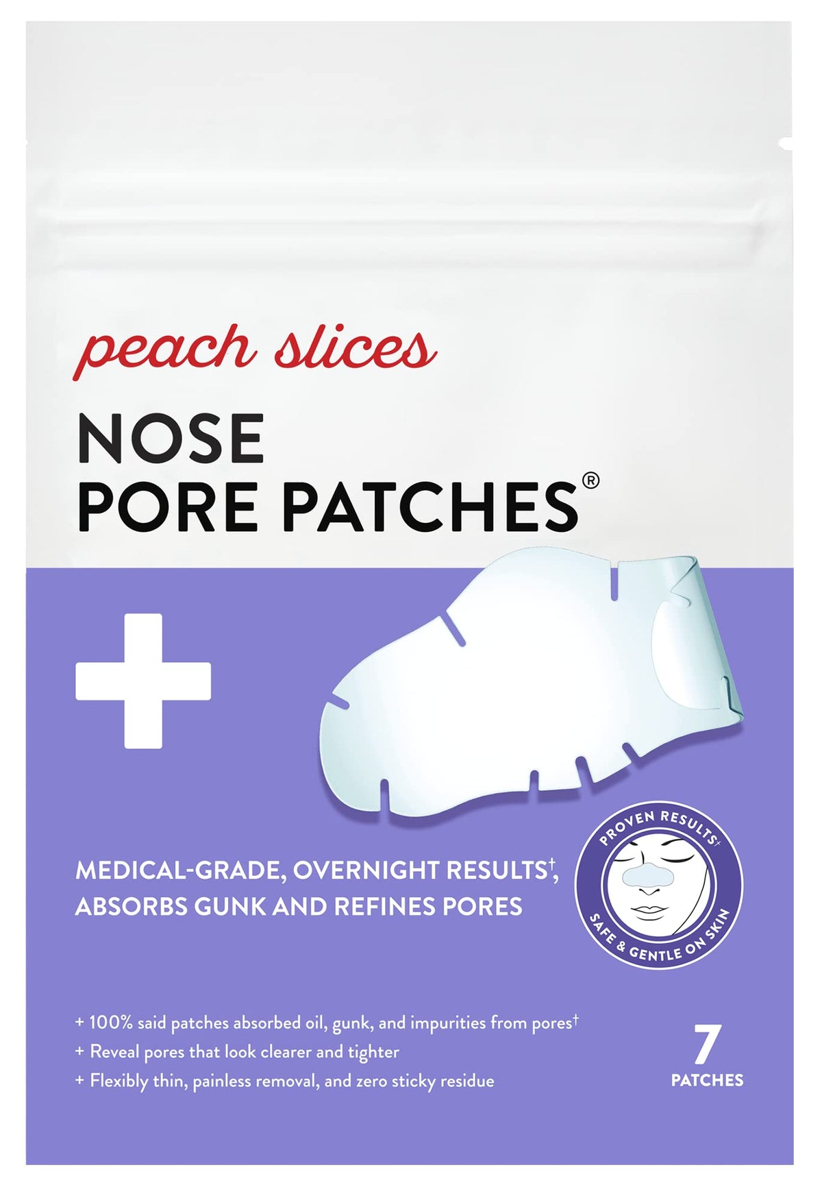 Peach Slices - Nose Pore Patches (7 ct) - Overnight Blackhead Remover - Pore Strips - Absorbs Gunk - Thin, Flexible & Painless - Hydrocolloid Patches - FENGGESTORE20