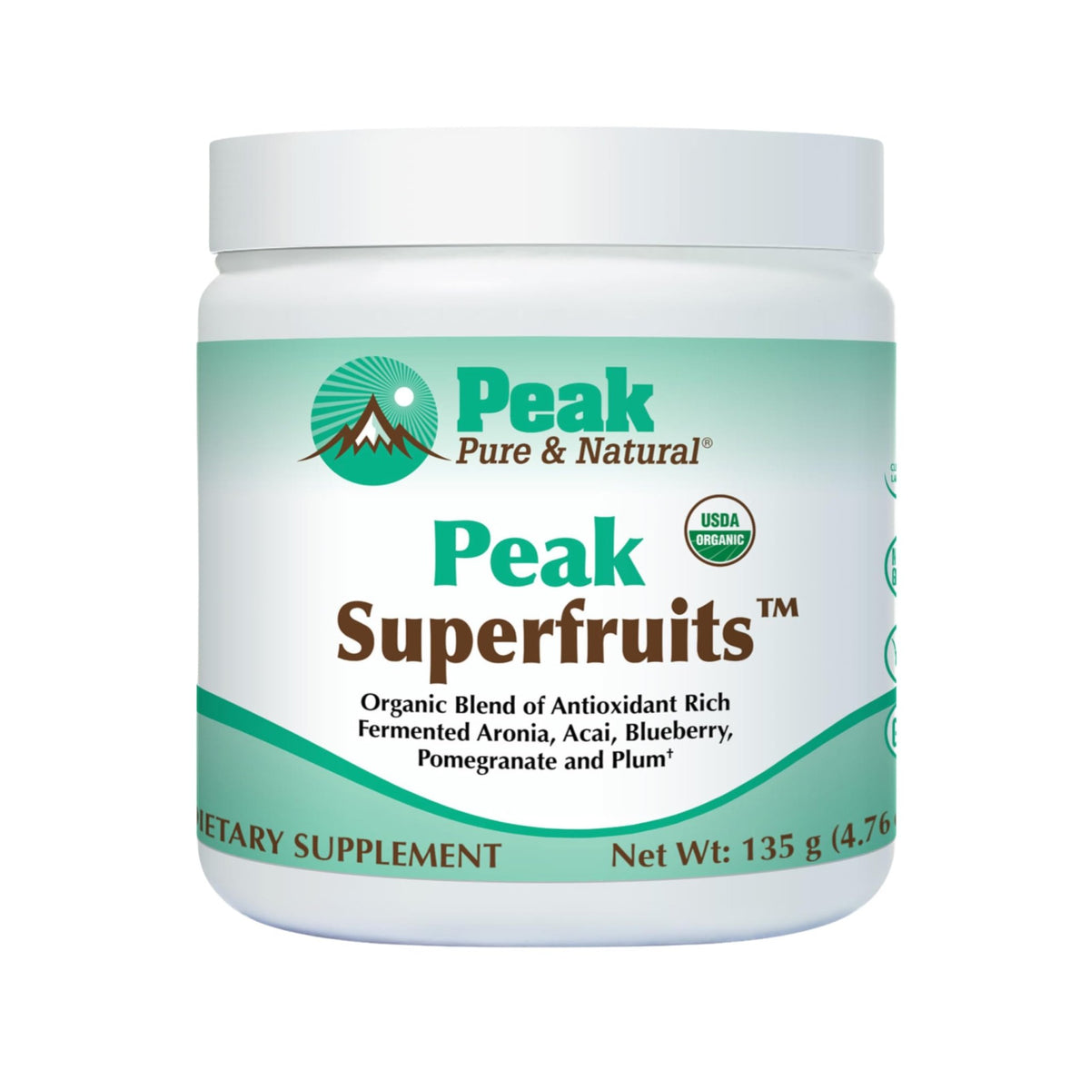 Peak Organic Superfruits - Polyphenol Rich Superfood Powder - Non-GMO Fermented Aronia Berry, Acai, Blueberry, Pomegranate, and Plum - Aging, Metabolic Health, Heart Health (30 Servings) - FENGGESTORE20