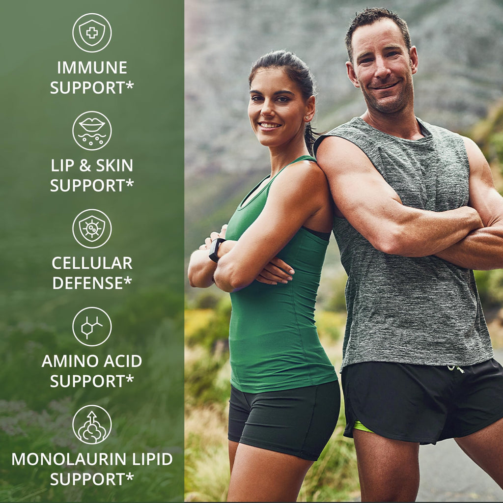 Peak Performance L Lysine 1000mg + Monolaurin 500mg High Potency Supplement for Lips, Skin, & Immune Support - L-Lysine 2-in-1 Bioavailable Supplements - FENGGESTORE20
